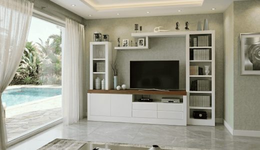base TV con modulo y estructura apoyada