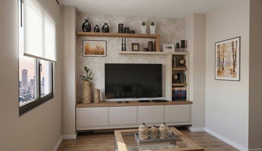 base TV volada con juego de estantes