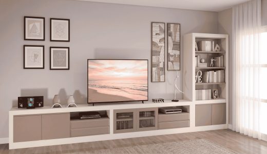 base TV 2 lacas con librería