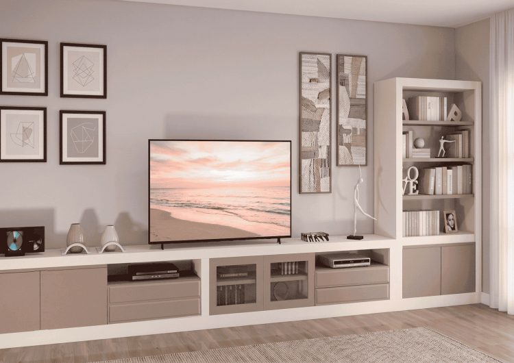 base TV 2 lacas con librería