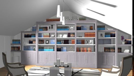 Buardilla con gran biblioteca