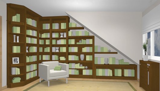 Buhardilla con libreria