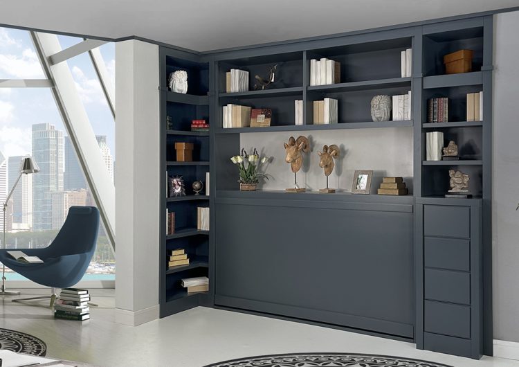 Cama Abatible horizontal con puente Grafito.