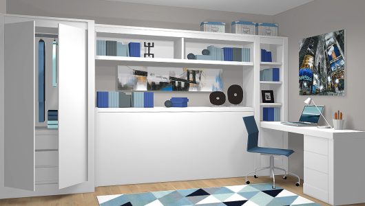 Cama horizontal con mesa desde modulo