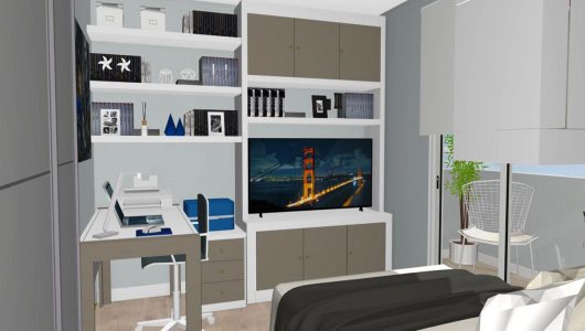 Espacio teletrabajo en dormitorio