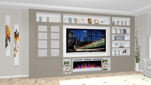 Salon con chimenea lacado mistral e interior blanco