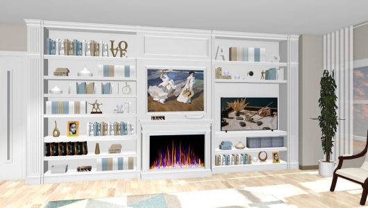 Salon con chimenea y embocadura