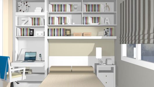 dormitorio con puente a pared