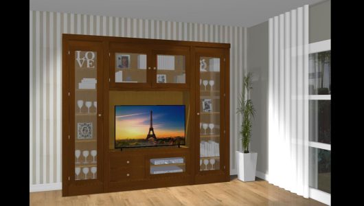 mueble TV con vitrinas
